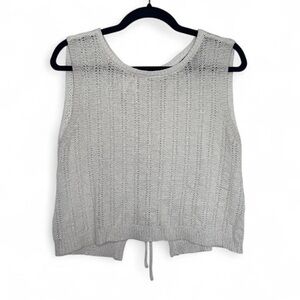 Lulus White Crochet Tank Top Medium | Tie Back Knit Sleeveless